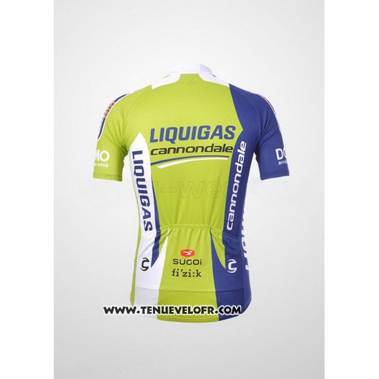 2012 Maillot Ciclismo Liquigas Cannondale Vert et Blanc Manches Courtes et Cuissard